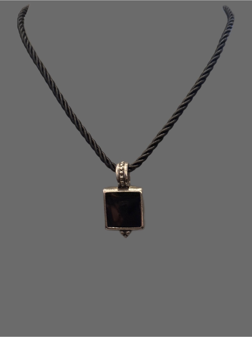 Vintage Cookie Lee Black Square Pendant Necklace